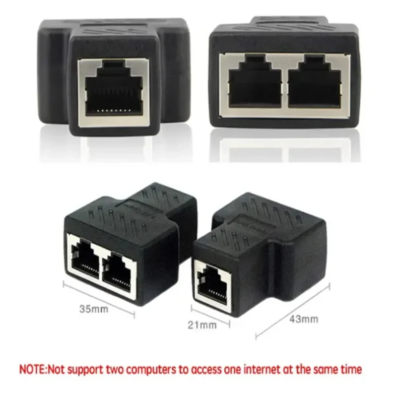 1/2/4/6pcs One To Two Adapter For Ethernet Cable Splitter Rj45 8P8C PC Version Internet Access IPTV Broadband Three Way Conn