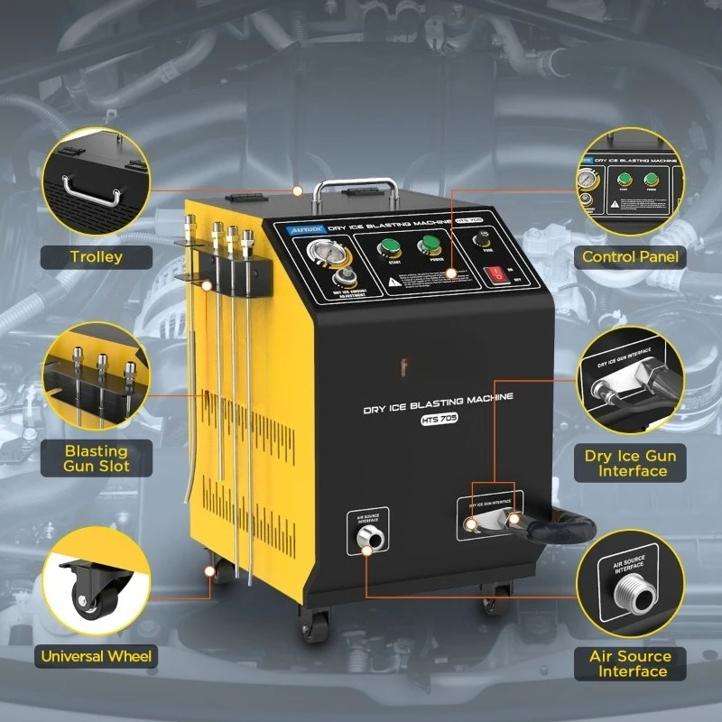 Dry ice cleaning machine, automobile engine combustion chamber carbon removal cleaning machine