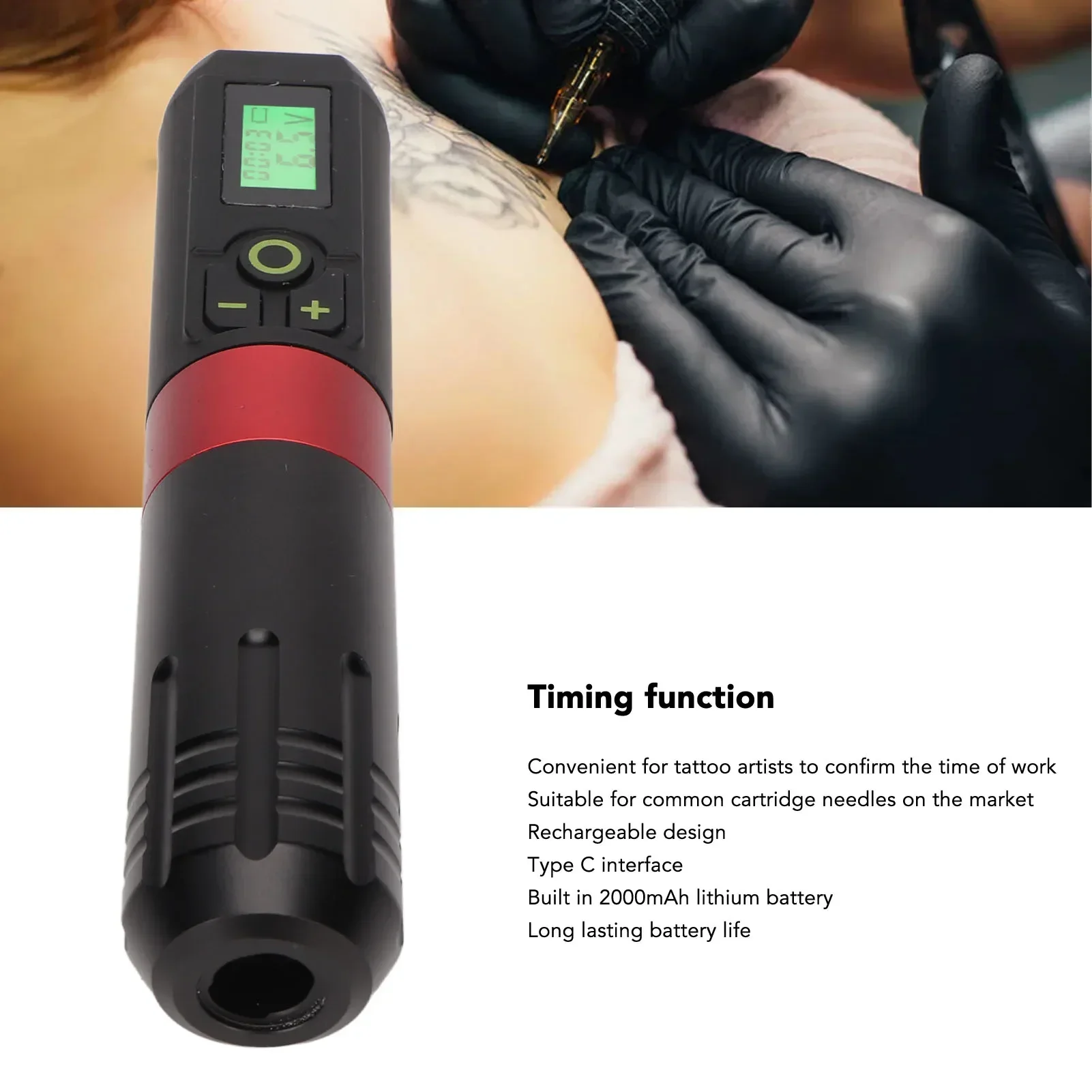 Wireless Tattoo Pen LED Display Tattoo Pen Timing Function for Salon for Beginners