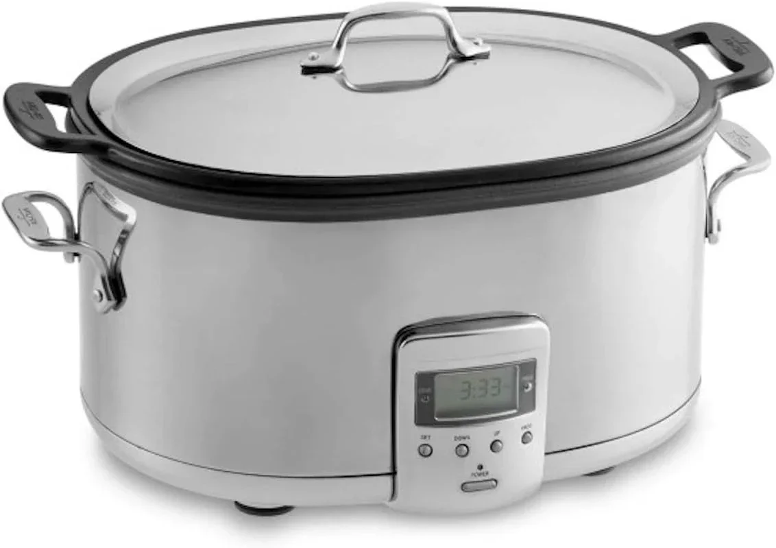 7-Quart, Programmable LCD Timer, Aluminum Insert, Slow Cookers, Small Kitchen Appliances, Silver