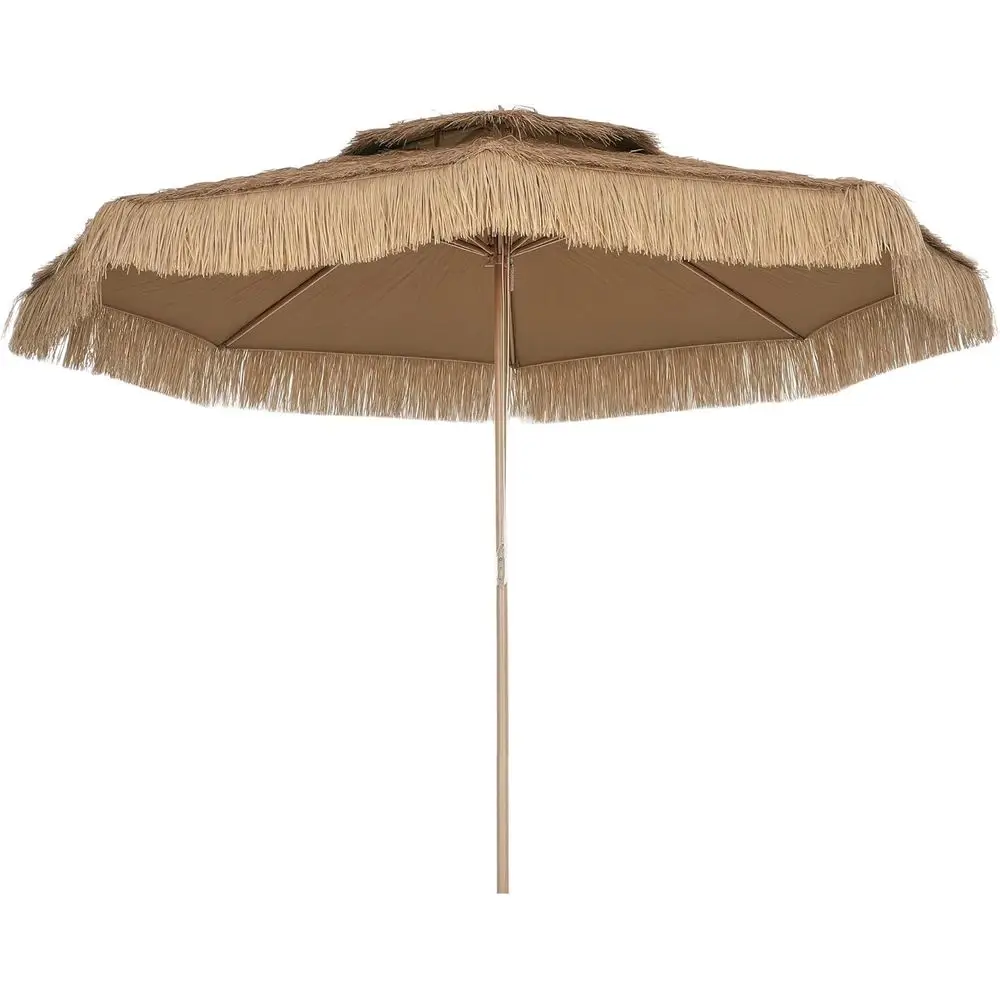 

Зонт для патио Hula Ted Tiki, 10T, 2-уровневый, в тропическом гавайском стиле, 8 спиц, UP30+, натуральный цвет