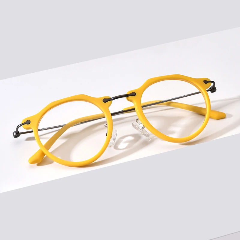 FONEX Acetate Titanium Eyeglasses Frame Women Brand Design Vintage Retro Round Glasses Men Spectacles Japanese Eyewear 85905