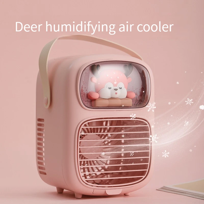 Deer humidification cooling fan desktop refrigeration mini home quiet dormitory usb portable office rechargeable water-cooled