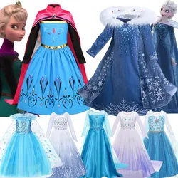 Halloween Frozen Elsa Princess Apparel Dress Girls Carnival Disney Anna Green Ball Gown Kids Purim Festival Cosplay Snow Queen