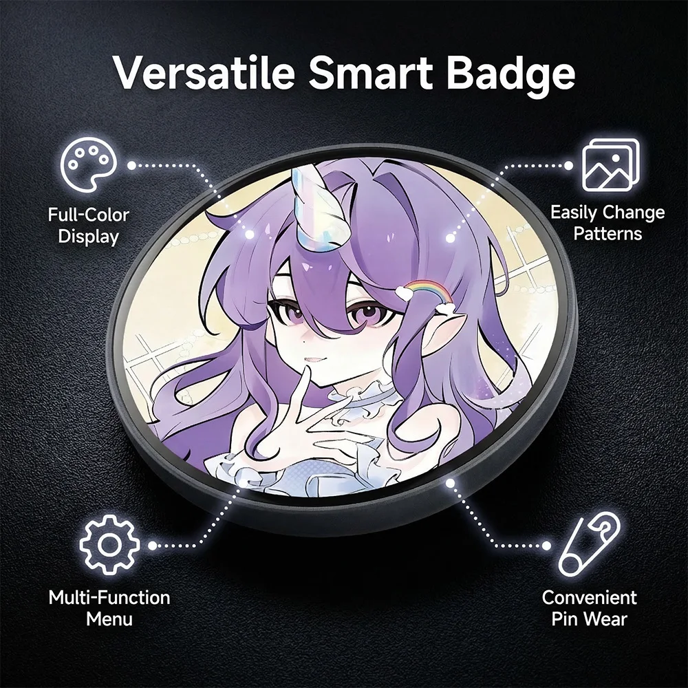 MRSVI Electronic Display Badge Bar Bluetooth Smart Cyber Badge 1.85 Inch Hd Touch Screen Images, Gifs Text Short Videos Display
