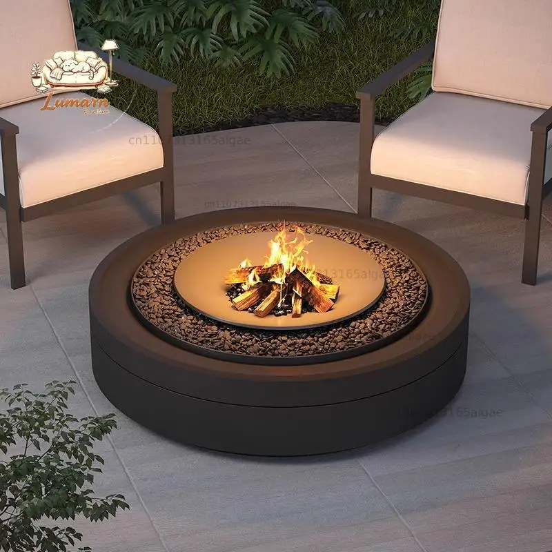 High-end custom outdoor fireplace Rural fireplace Open flame Wood burning wood Villa real fire Self-bu