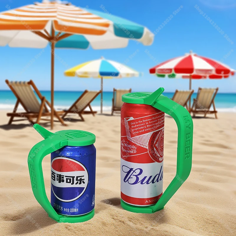 Printed Flip Lid Can Holder Universal Fit Plastic Beer Soda Grip Leak Proof  Beach Pool Outdoor Sports Travel Drink Cooler Gift view 2