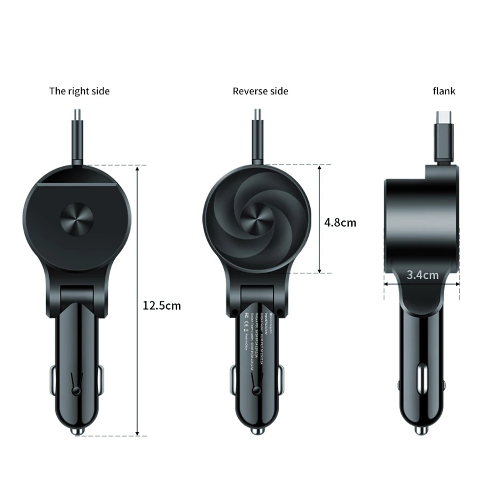 75W Car Charger PD 30W Digital Display Car Fast Charging Type C Auto Mobile Phone Adapter with Type C Cable Charge for Cellphone