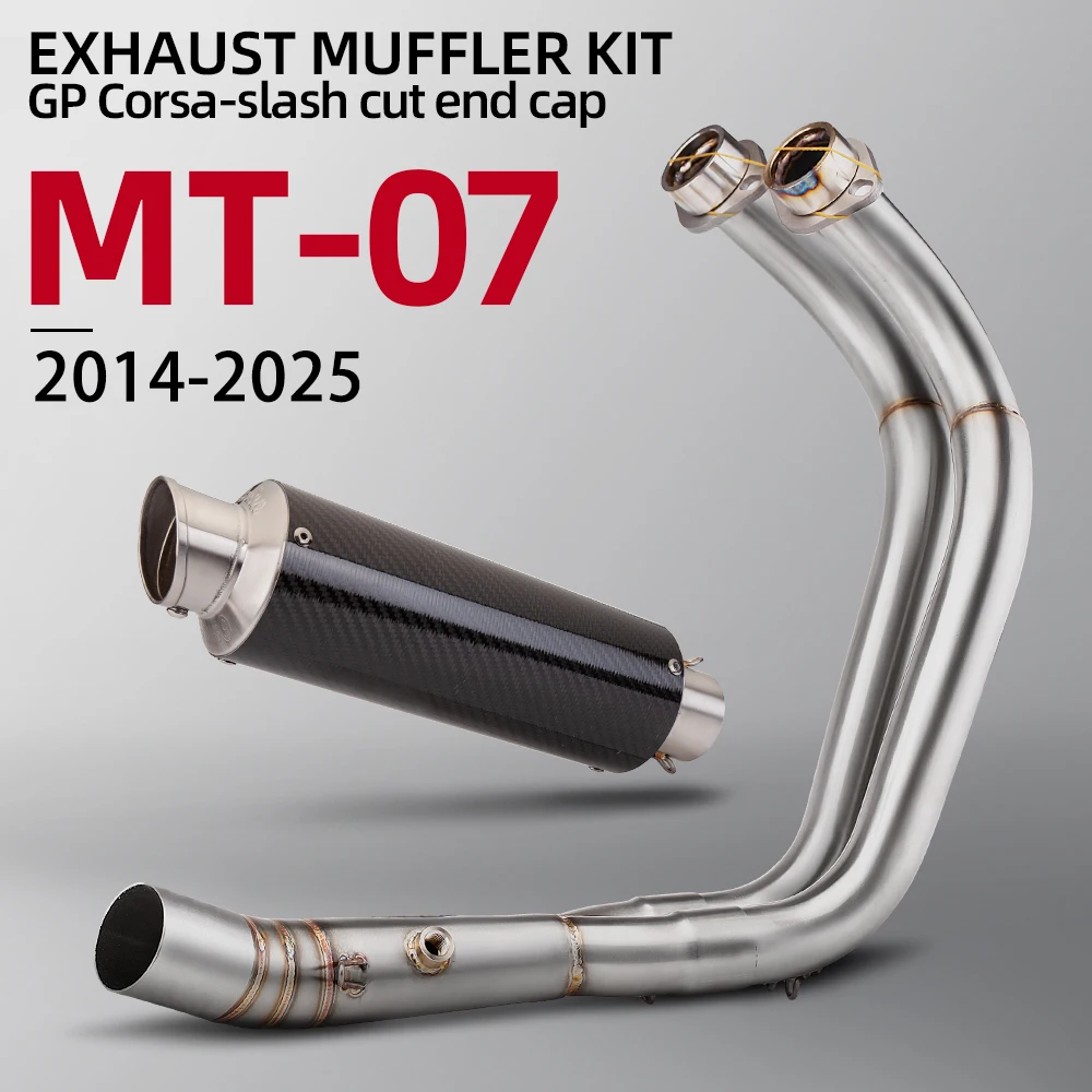 

Motorcycle Exhaust Escape Carbon Muffler Front Link Pipe For MT07 FZ07 XSR700 TRACER7 14-24 R7 21-25 bottom exhaust full system