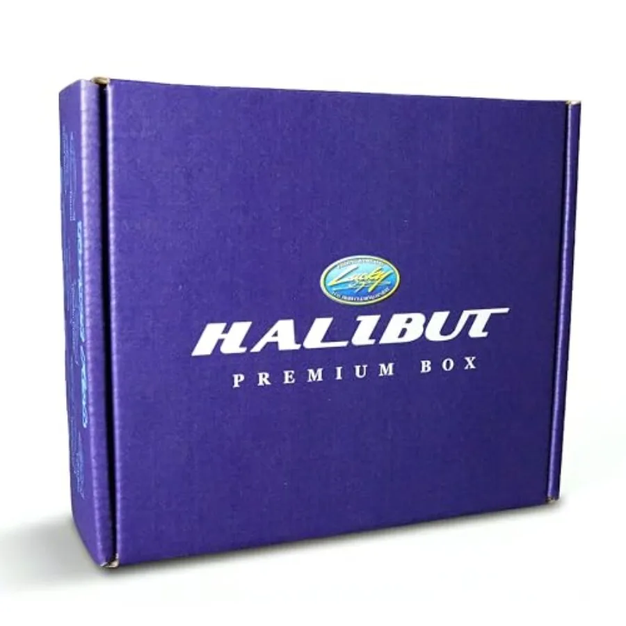 

Halibut Premium Box Pack of 7 Saltwater Fishing Lures in Blue and Silver with FlashMinnow Surf Pointer and Yawara Series for Ad