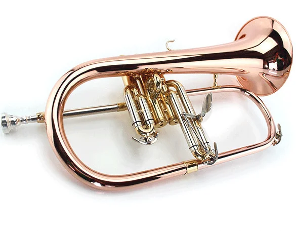 F‑flat Rose Gold Flugelhorn Wind Musical Instrument For Professional Performance And Beginner Player Music Learning Practice