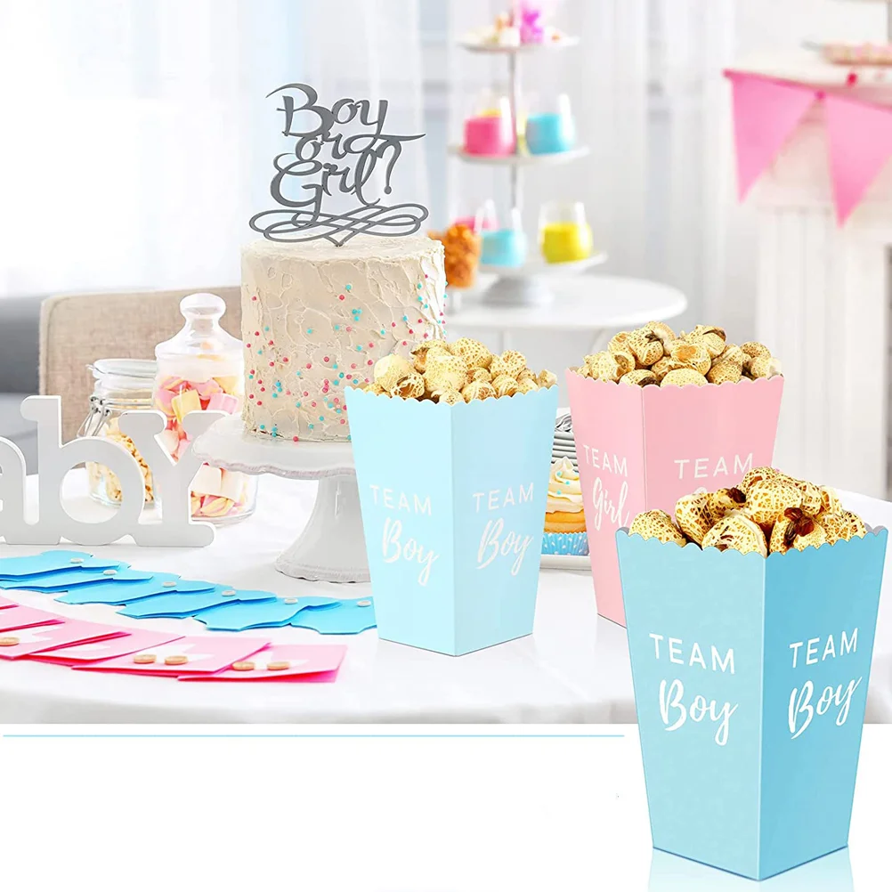 24 Pcs Snack Boxes Popcorn Container Decorations Gender Reveal Party Favors Paper Small Baby Containers Buckets for