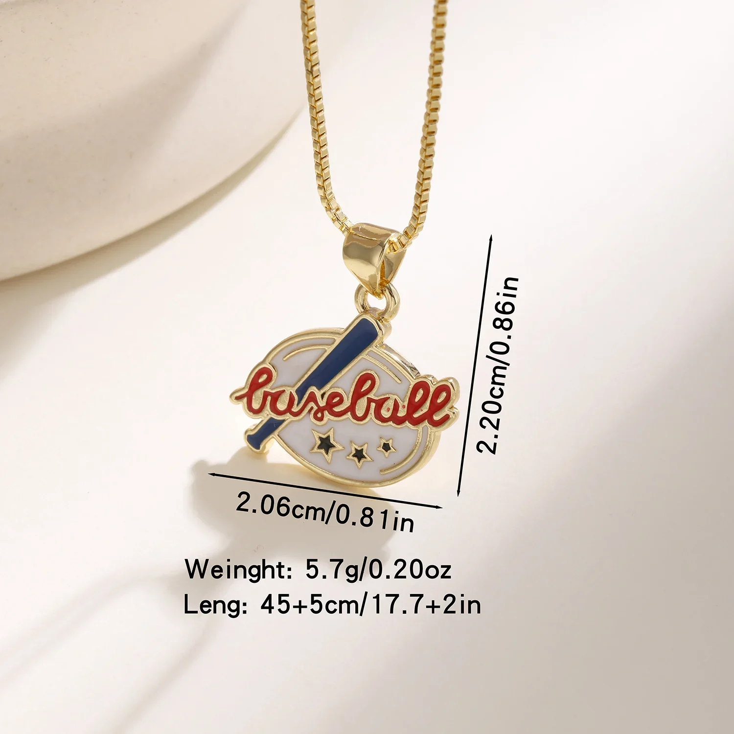 Nidin Cute Enamel Baseball Themed Pendant For Women Men Love Heart Jersey Bat Round Charm Necklaces Sports Fan Jewelry Gifts