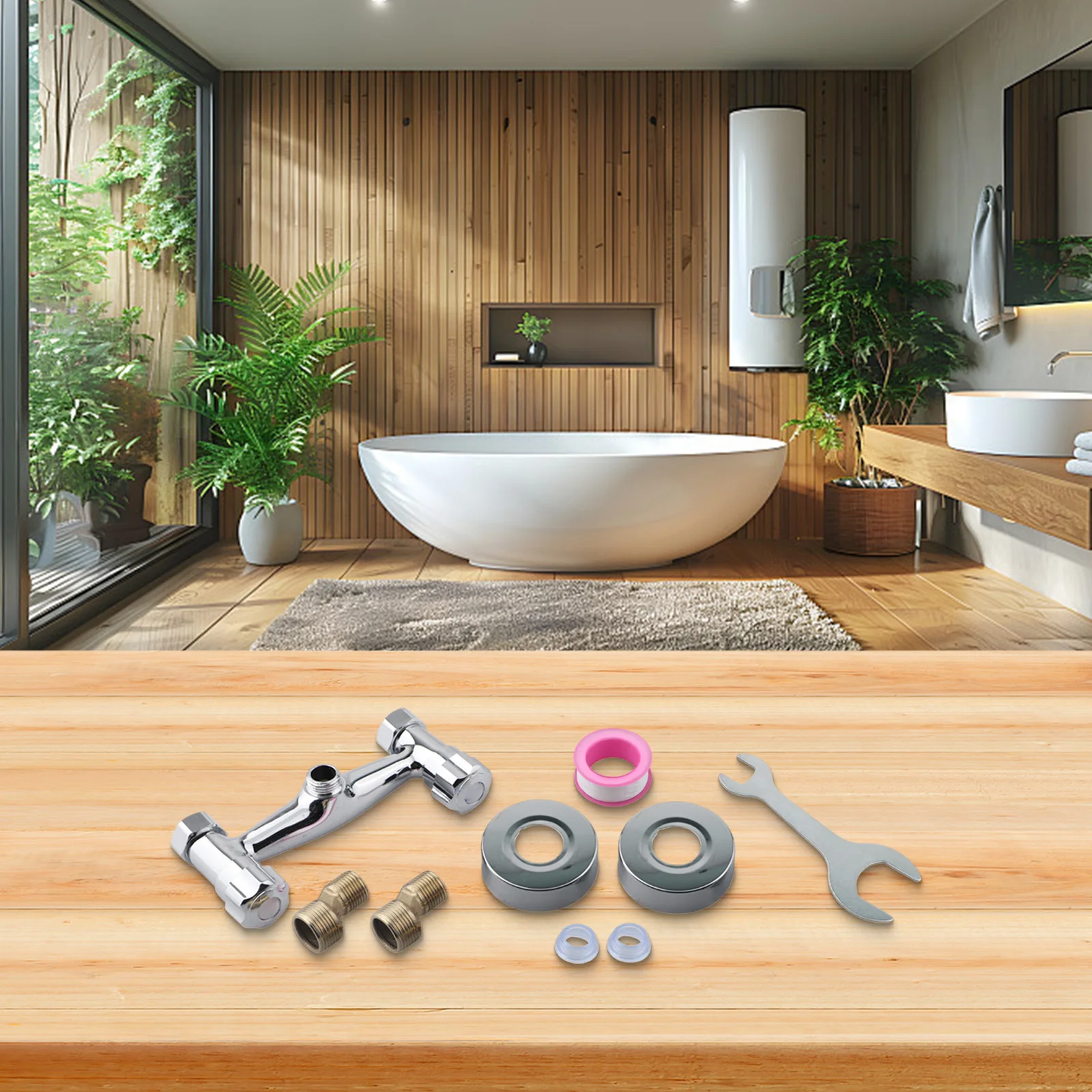 Badezimmerrenovierung Doppelgriffmischer Messing Auslaufventil Chrom Dusche Rückflussschutz Rückschlagventilschutz