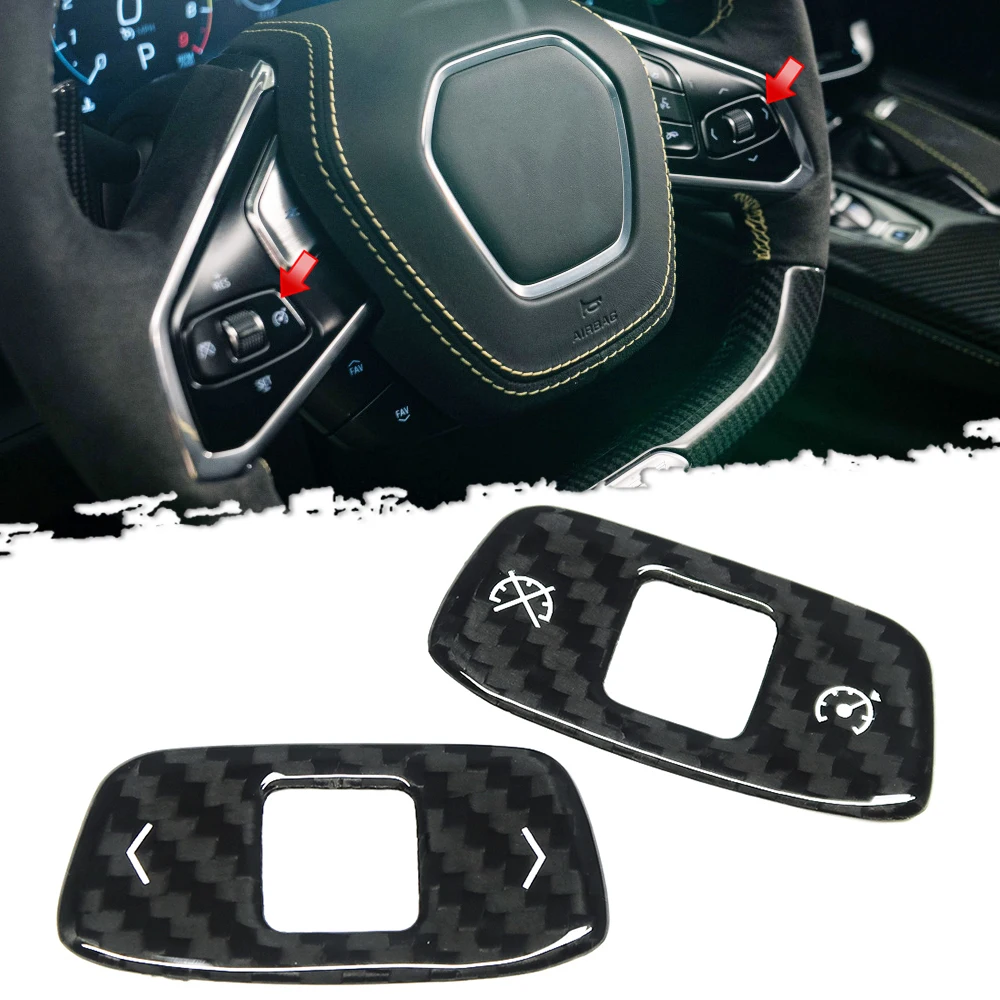 

For Corvette C8 Stingray Z06 Convertible 2020-2025 Carbon Car Interior Steering Wheel Roller Button Cover Trim Car Accessories