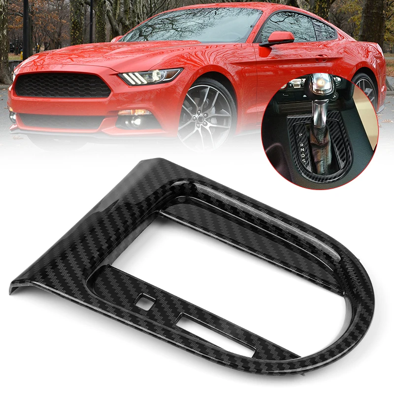 Carbon Fiber Center Gear Shift Frame Cover Panel For Ford Mustang 2015~2022 Gear Shift Panel Protective Trim Car Accessories