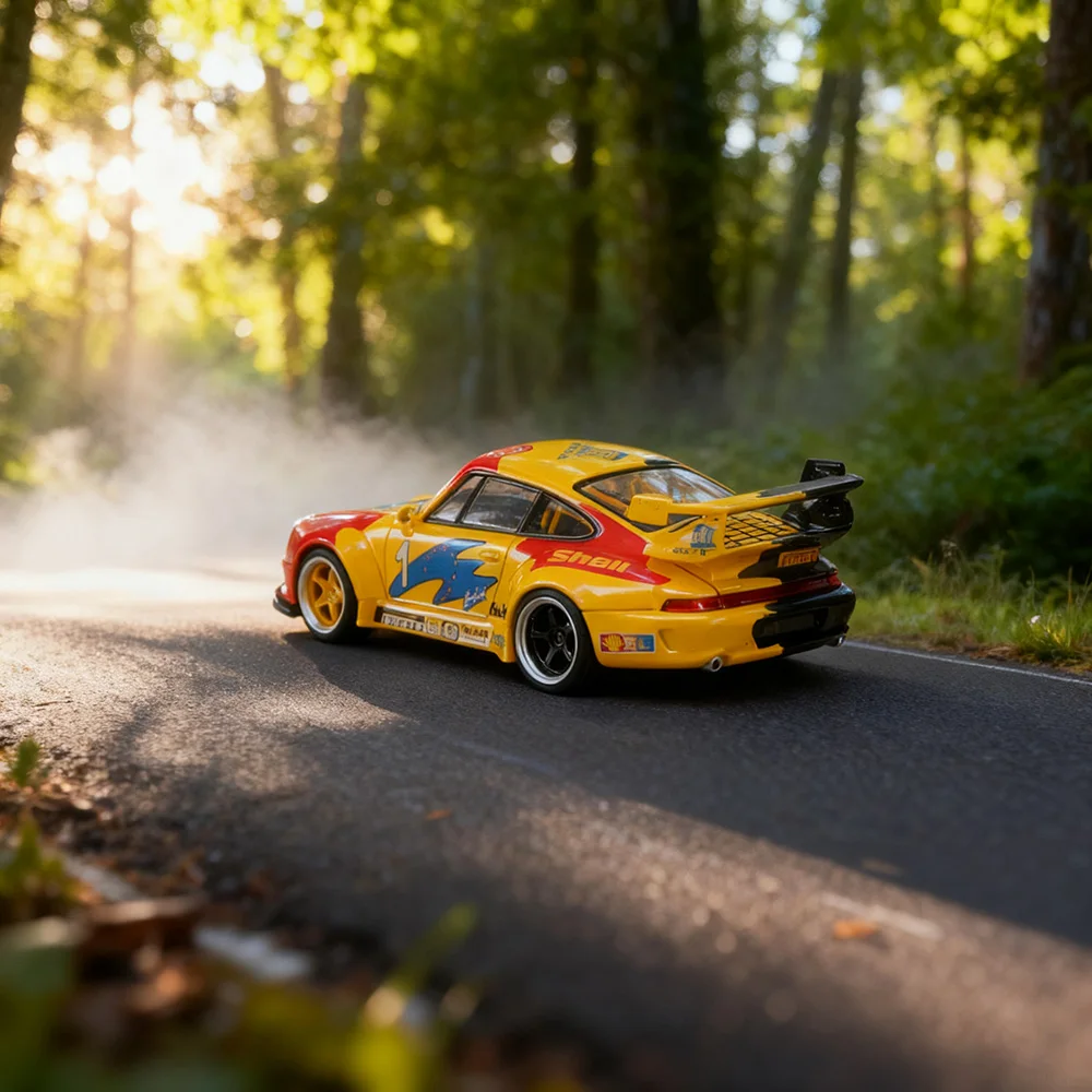 FANKU 1/64 Diecast 993 نموذج سيارة مصنوع من خليط معدني على شكل جسم عريض — أبيض عالي التفاصيل سيارة رياضية مصغرة قابلة للجمع إصدار هدية