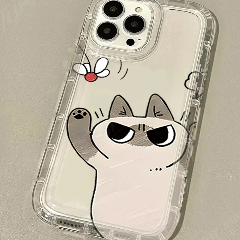 حافظة شفافة لهاتف سامسونج جالاكسي A15 A55 A05 A05S A14 A24 A13 A23 A73 A12 A22 A32 A52 A52S A72 A31 A51 A71 قطة سيامية جميلة لطيفة #5