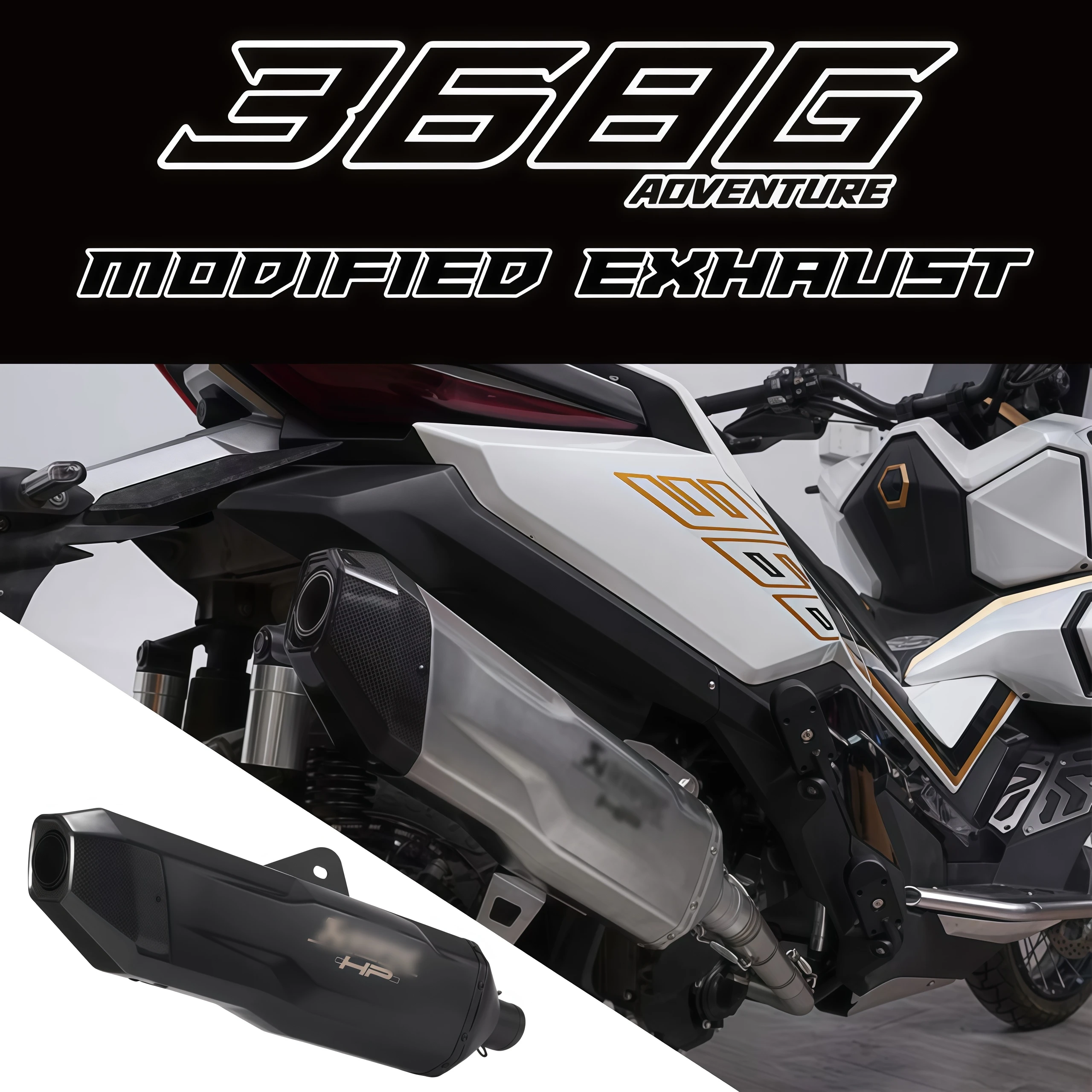 pour-zontes-368g-tuyau-d'echappement-modifie-section-avant-entierement-en-acier-inoxydable-ak-section-arriere-en-fibre-de-carbone