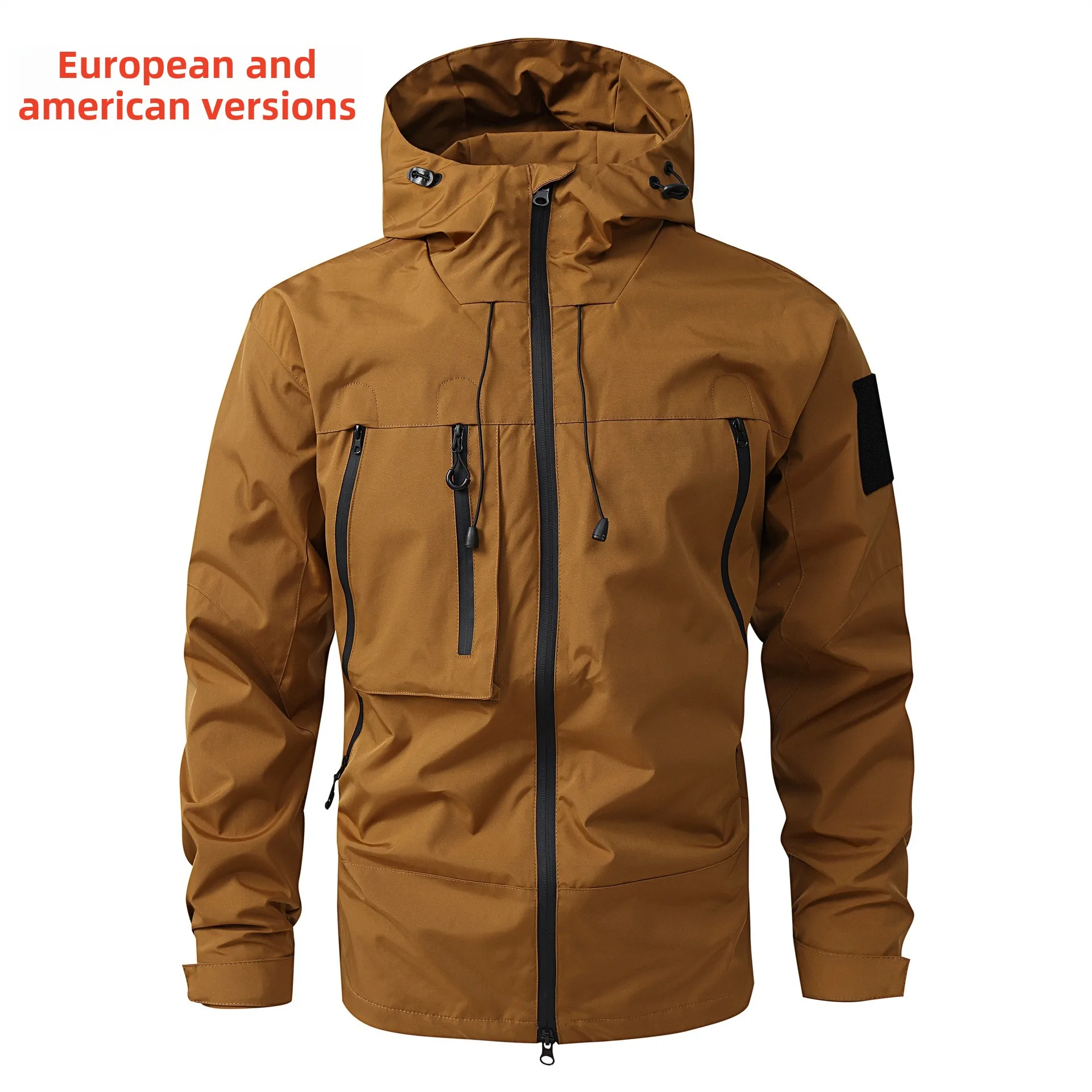 Stylish Hiking Jacket with Hood,Water-Resistant,Double Zipper,Adjustable Velcro Cuffs,Outdoor Unisex Climbing Jacket Windbreaker