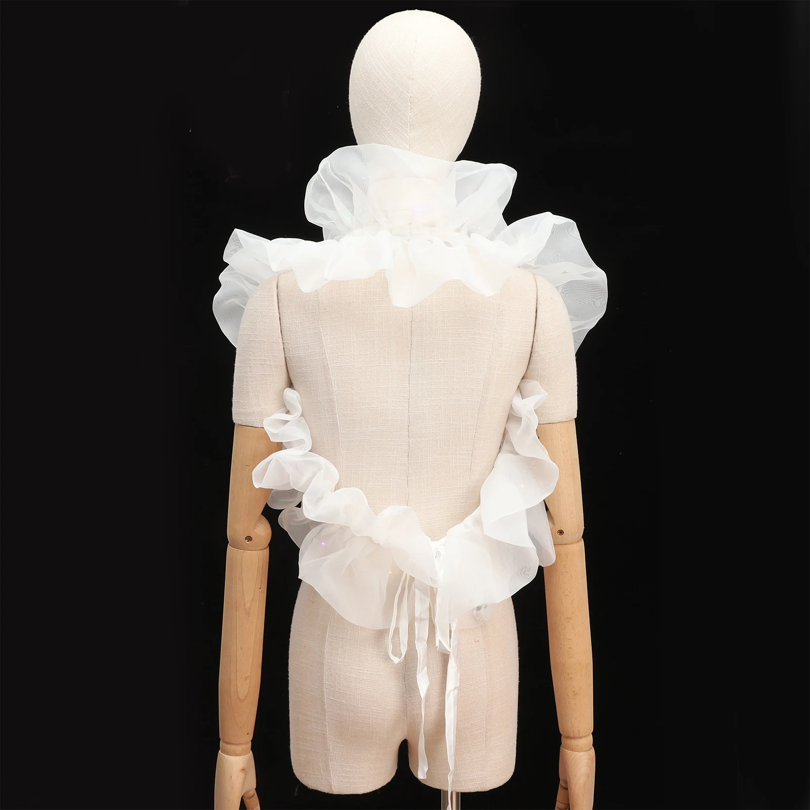 ハロウィン パーティー ケープ ショール ユニセックス セルフタイ フリル フェイクカラー ライトコスチュームアクセサリー付き 写真撮影 パフォーマンス小道具用