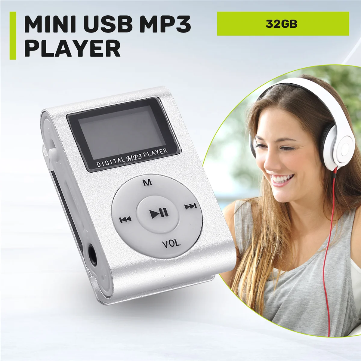 Мини-USB-клип, MP3-плеер, видеоэкран, поддержка 32 ГБ Micro-SD TF-картыABGI