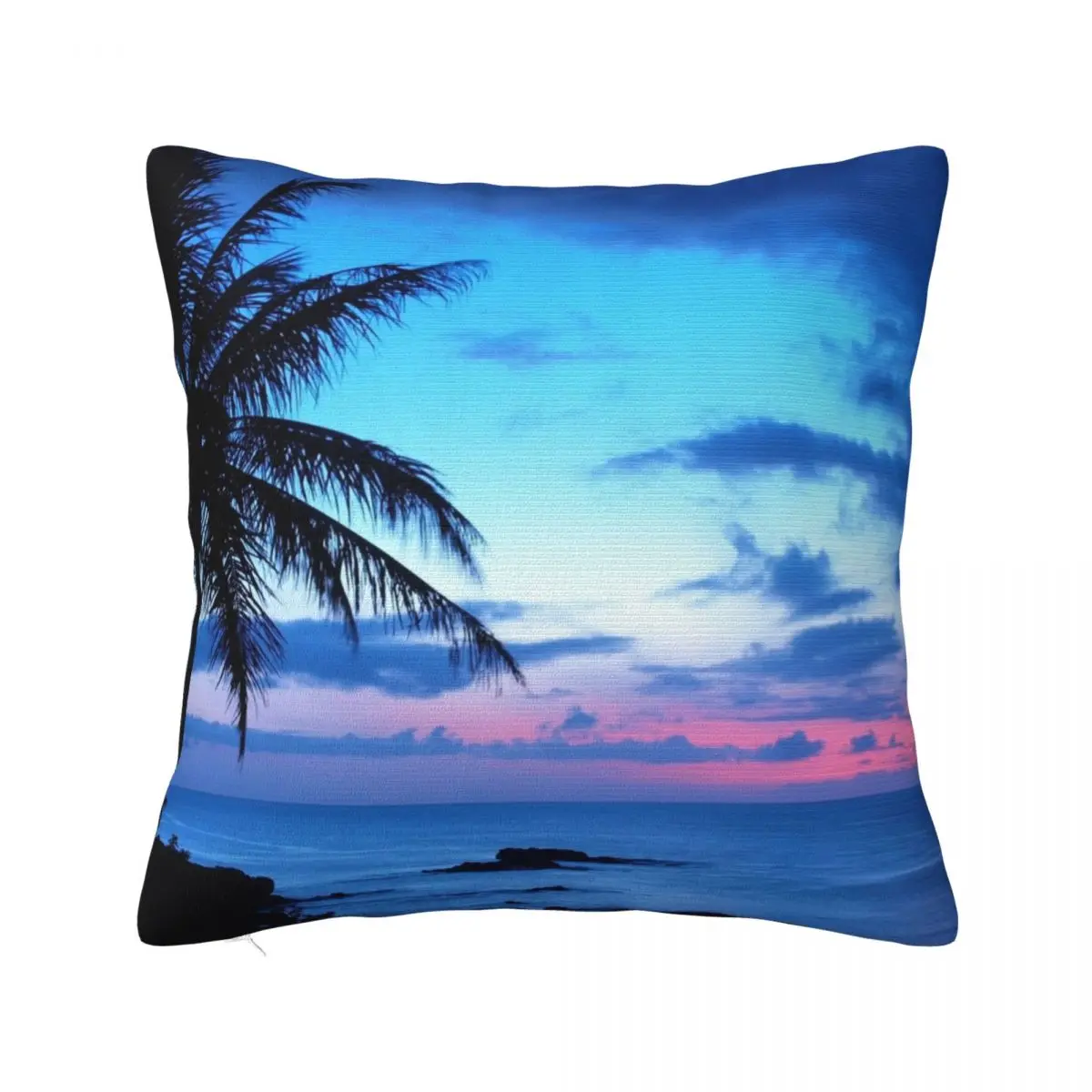 

Tropical Island Pretty Pink Blue Sunset Landscape Throw Pillow Room decorating items Pillowcases For Pillows Cushions Home Decor