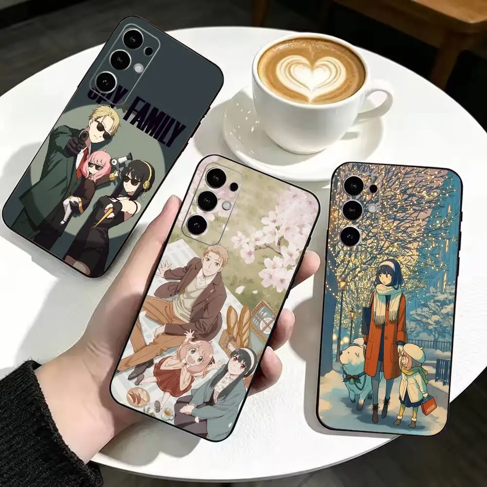 Anime S-SPY F-FAMILY  Anti-drop Soft Silicone Case for Samsung S26 S24 S23 S22 S21 Ultra Plus FE Lite Black