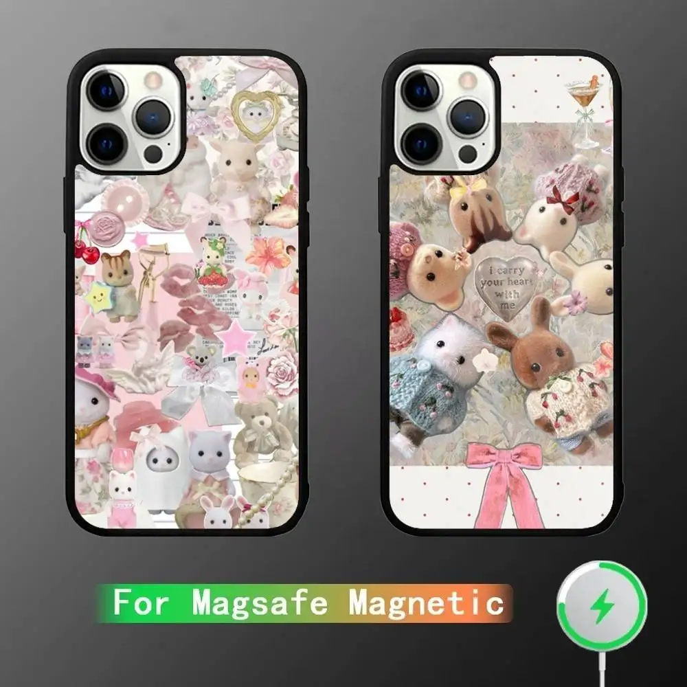 เคสโทรศัพท์ลายซิลวาเนียนแฟมิลี่สุดน่ารัก สำหรับ iPhone 17,16,15,14,13,12,11,Pro,Max,Plus,Mini,SE4,E รองรับการชาร์จไร้สายแบบแม่เหล็ก Magsafe