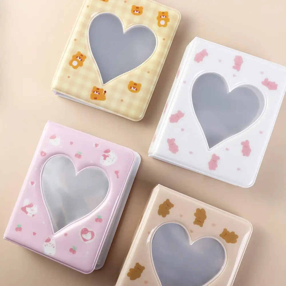 Simpatico album fotografico con orso cartone animato Pastic Ins Custodia per immagini vuote Impermeabile antigraffio Album fotografico con cuore d'amore Mini foto