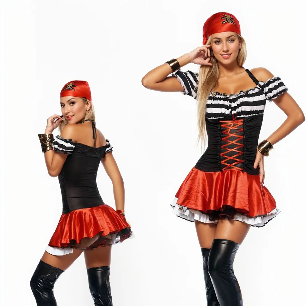 

Red Spanish Pirate Costume Halloween Costume Women Treasure Pirate Costume