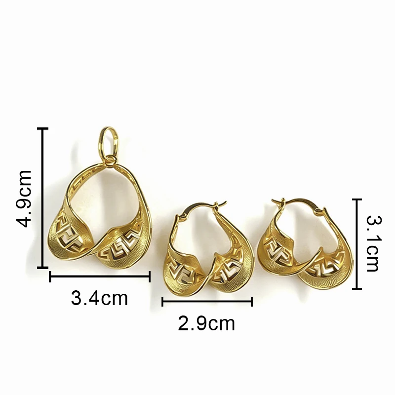 Brasilianischer Original-Anhänger mit Kette, afrikanisches 18K vergoldetes Kupfer-Schmuckset, Ohrringe, Halskette, Braut-, Hochzeits- und Partygeschenke – Detail 12