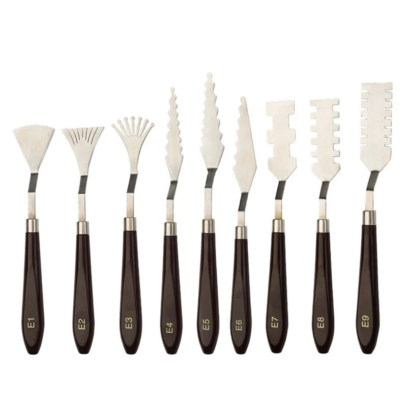 

ABRW-9PCS Stainless Steel Palette Scraper Set Spatula Palette Knife Painting Mixing Scraper Set