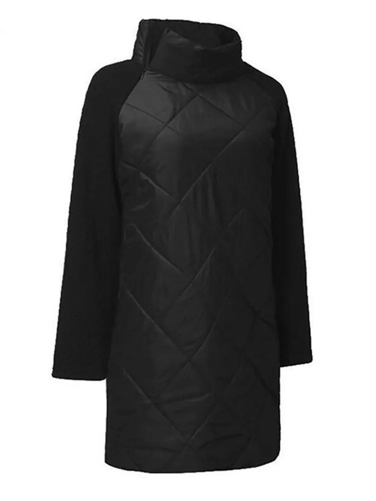 2025 Autumn and Winter women dress long sleeve warm thickening dress Patchwork Turtleneck dress Gary Black Red