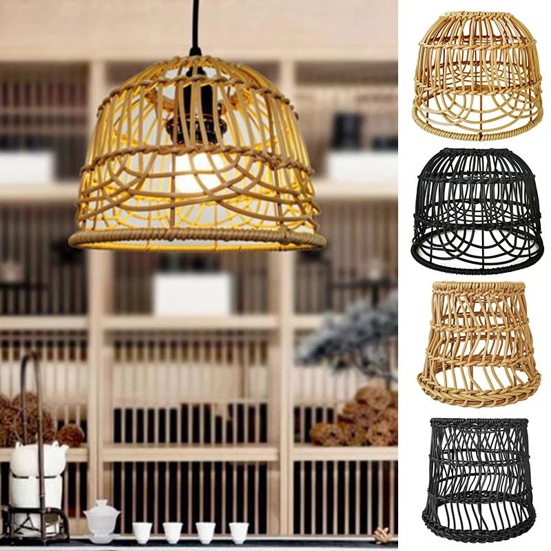 Rattan Lampshade Rattan Basket Chandelier Lamp Shade Ceiling Pendant Light Shade For Living Room Restaurant Kitchen Home Decor