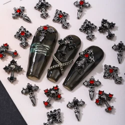 10pcs/pack Punk style three-dimensional cross personalized nail art alloy decoration, Halloween dark style cross DIY decoration