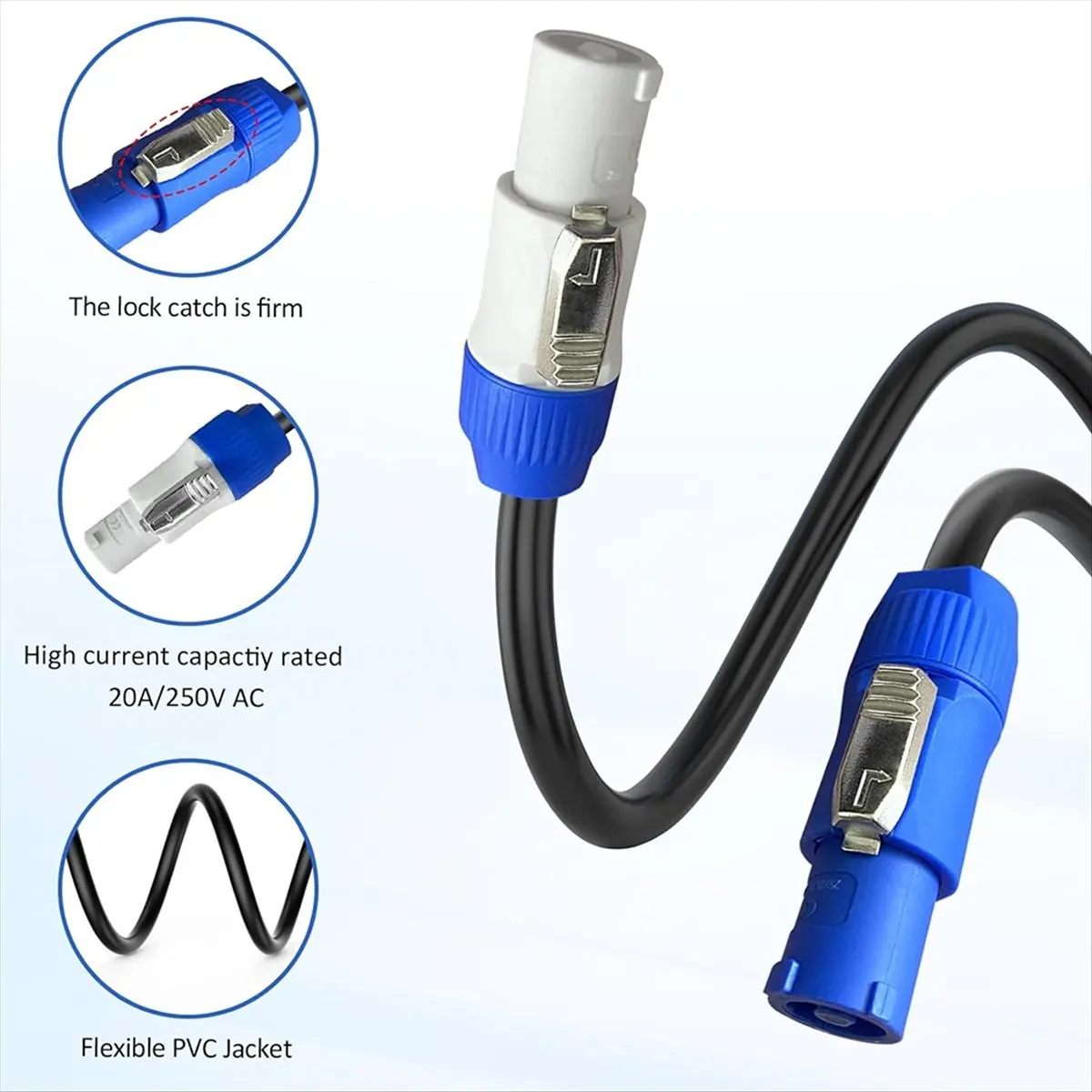 (A32M) 3 Pin Power Extension Cable for LED Screen Beam Moving Head Stage Light Power Stage Lighting Effect Cable
