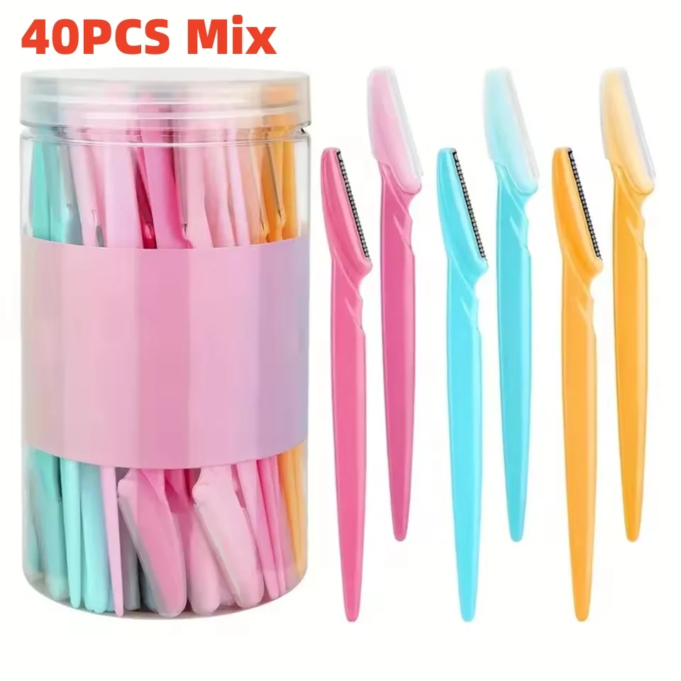 5/10/30/40pcsbrow Razor and Face Razor for Women And Men, Eyebrow Hair Trimmer And Shaver with Protective Cover,Safe image 3