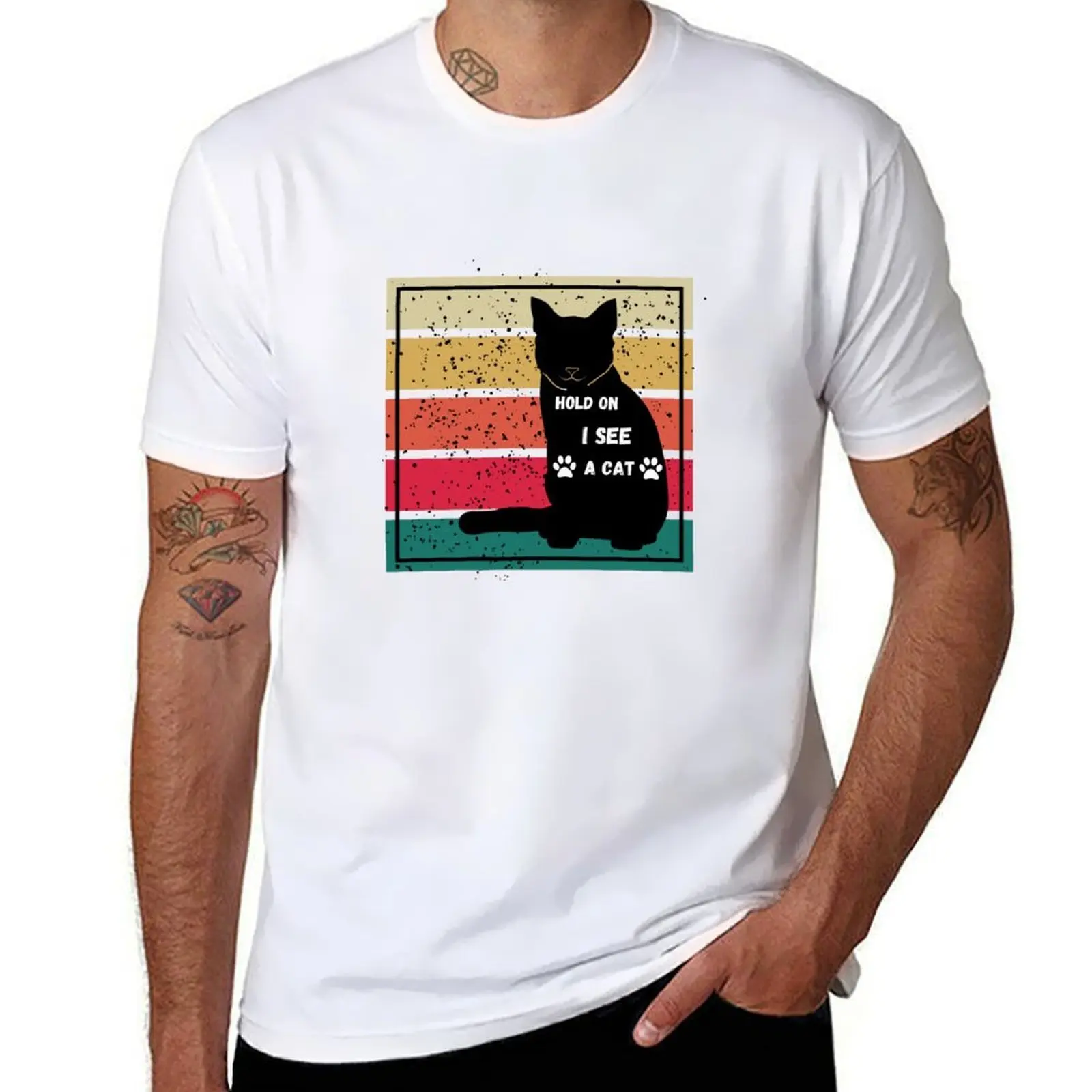 

Copy of Hold on i see a cat T-Shirt t shirts for man graphic vintage t shirts designer T-Shirt