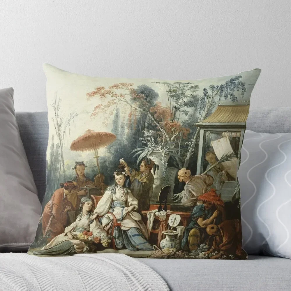 

Le Jardin Chinois by Franois Boucher Throw Pillow Embroidered Cushion Cover pillow pillowcase Pillow Decor