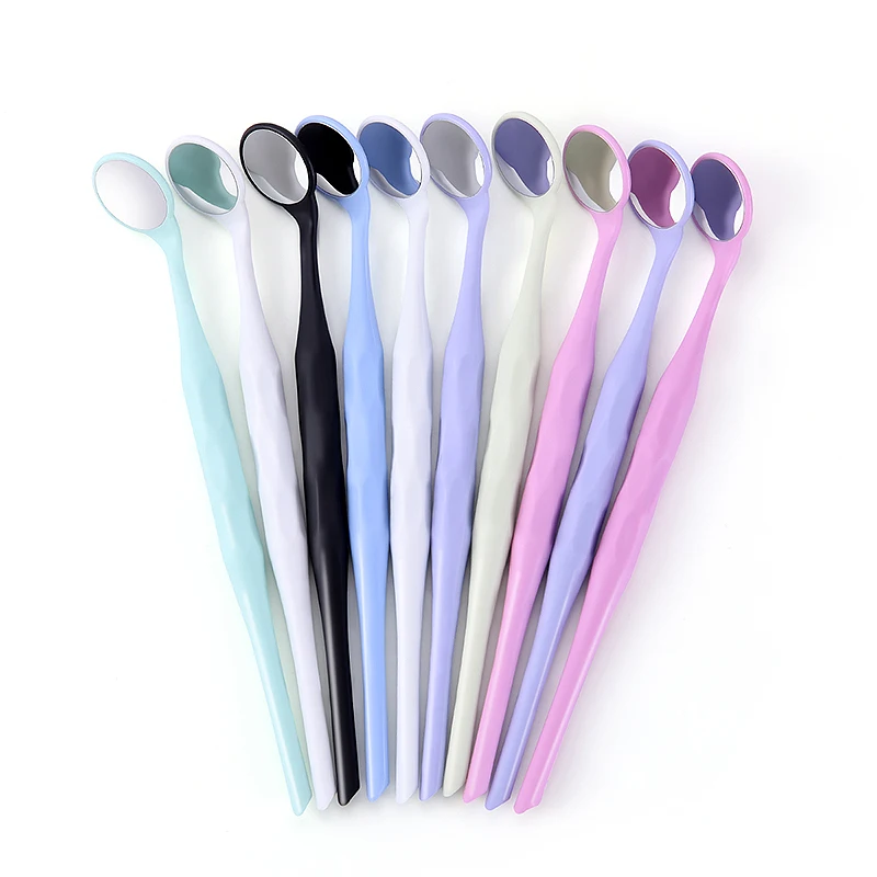 10pcs/pack Dental Materials Colorful Anti-fog Single/ Double Sided Mouth Mirror With Plastic Handle Autoclavable Dentist Tools