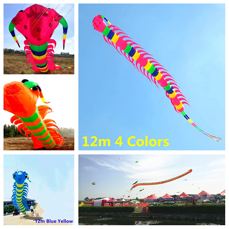 

free shipping 12m large Centipede kite pendant flying windsock kite tails outdoor toys programmable toys dragon fly windsurfing