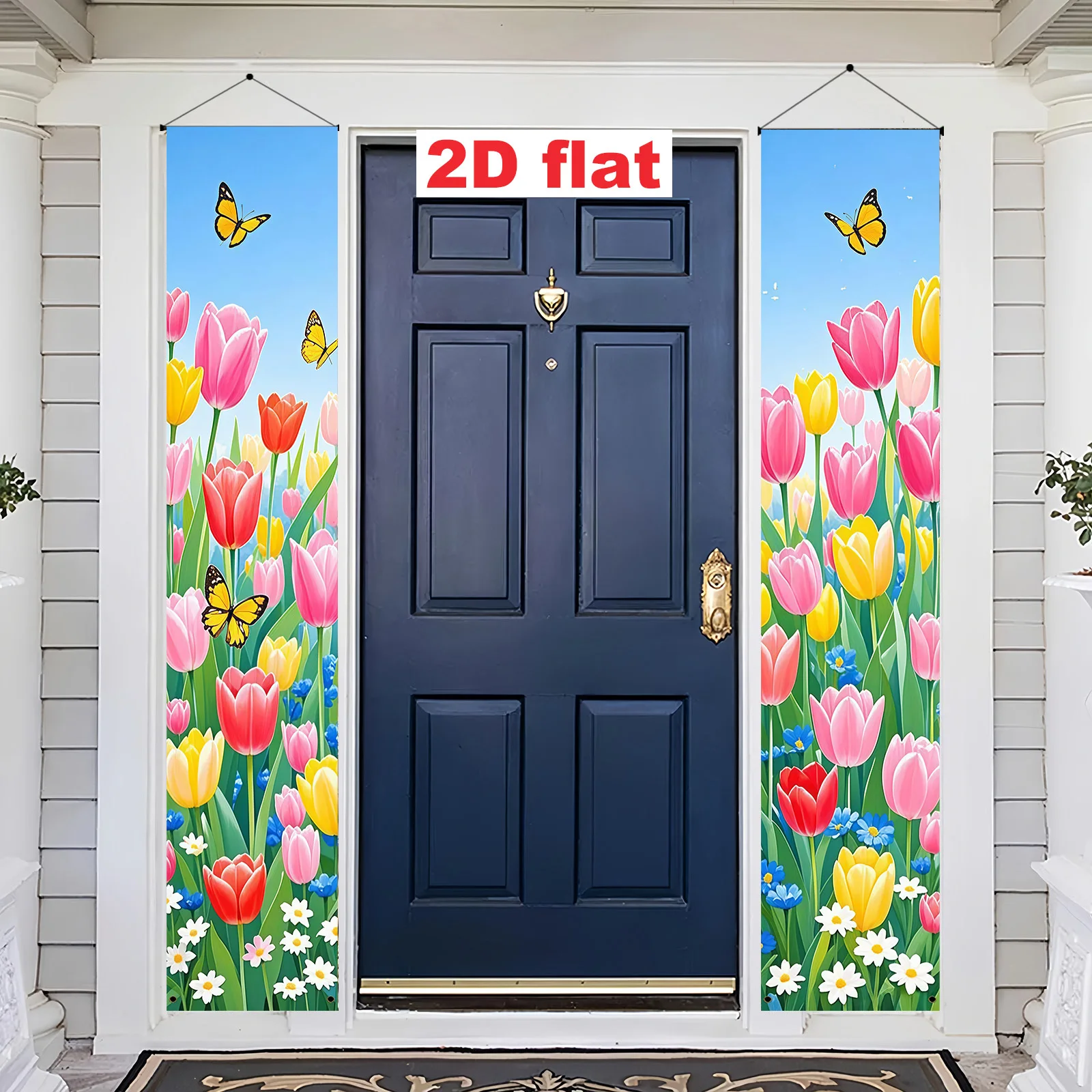 2D-Flachbanner, 1 Paar Willkommenspaar-Dekoration aus Polyestermaterial mit Federmotiv, Festival-Party-Dekoration