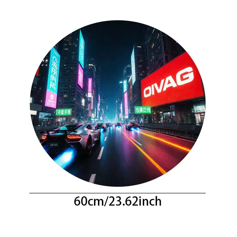 

Круглый коврик для городской пейзажа диаметром 60 см, нескользящая подложка, печать высокой четкости, идеально подходит для декора гостиной или спальни