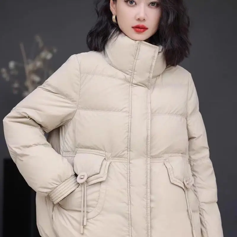 Fall Winter Korean Version High-end Down Jacket  Women Short Lapel Literary Temperament Loose Small Warm Lightweight Down Jacket
