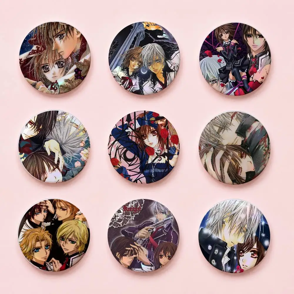Animes Vampires Knight Round Button Badge Pin Set Anime Cartoon Game Music Cool Fashion Brooch For Backpack Clothes Hat