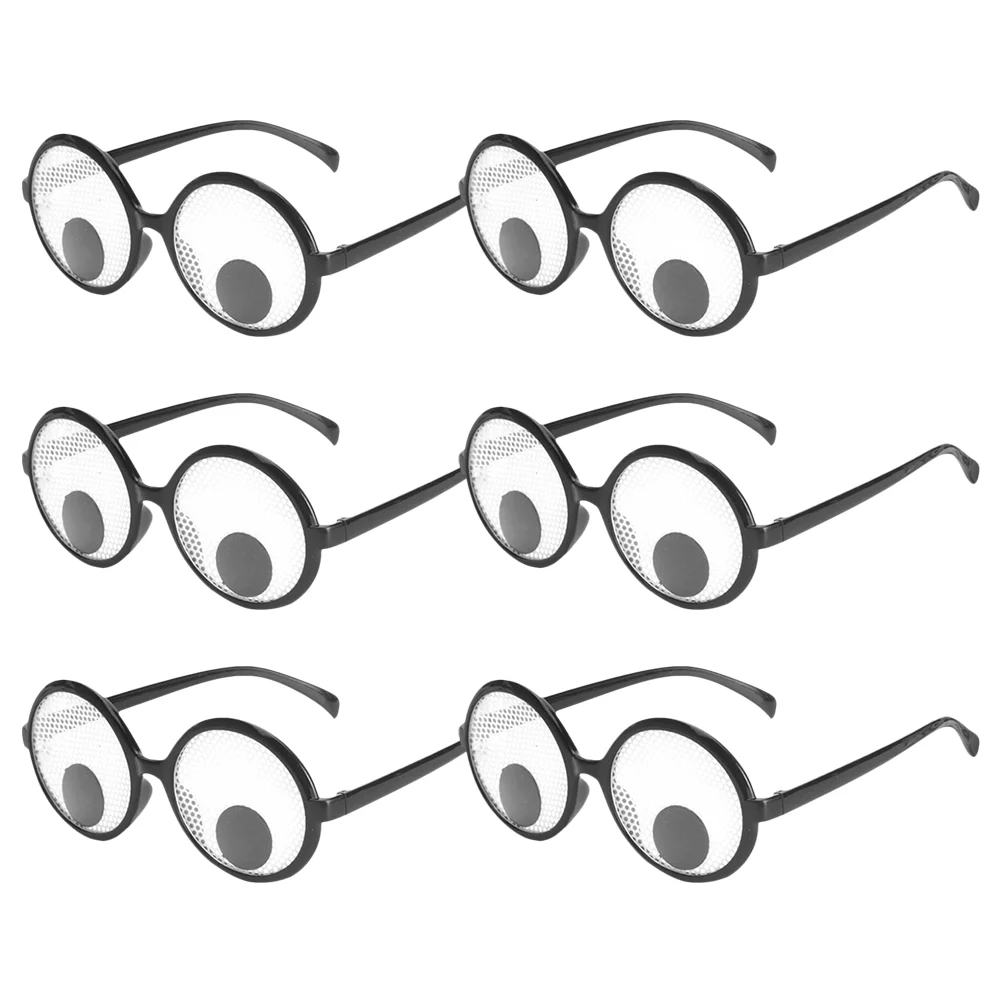 6 Pcs Creative Glasses Prank Googly Eye Rotatable Disguise Funny Costumes Plastic Party Spectacles
