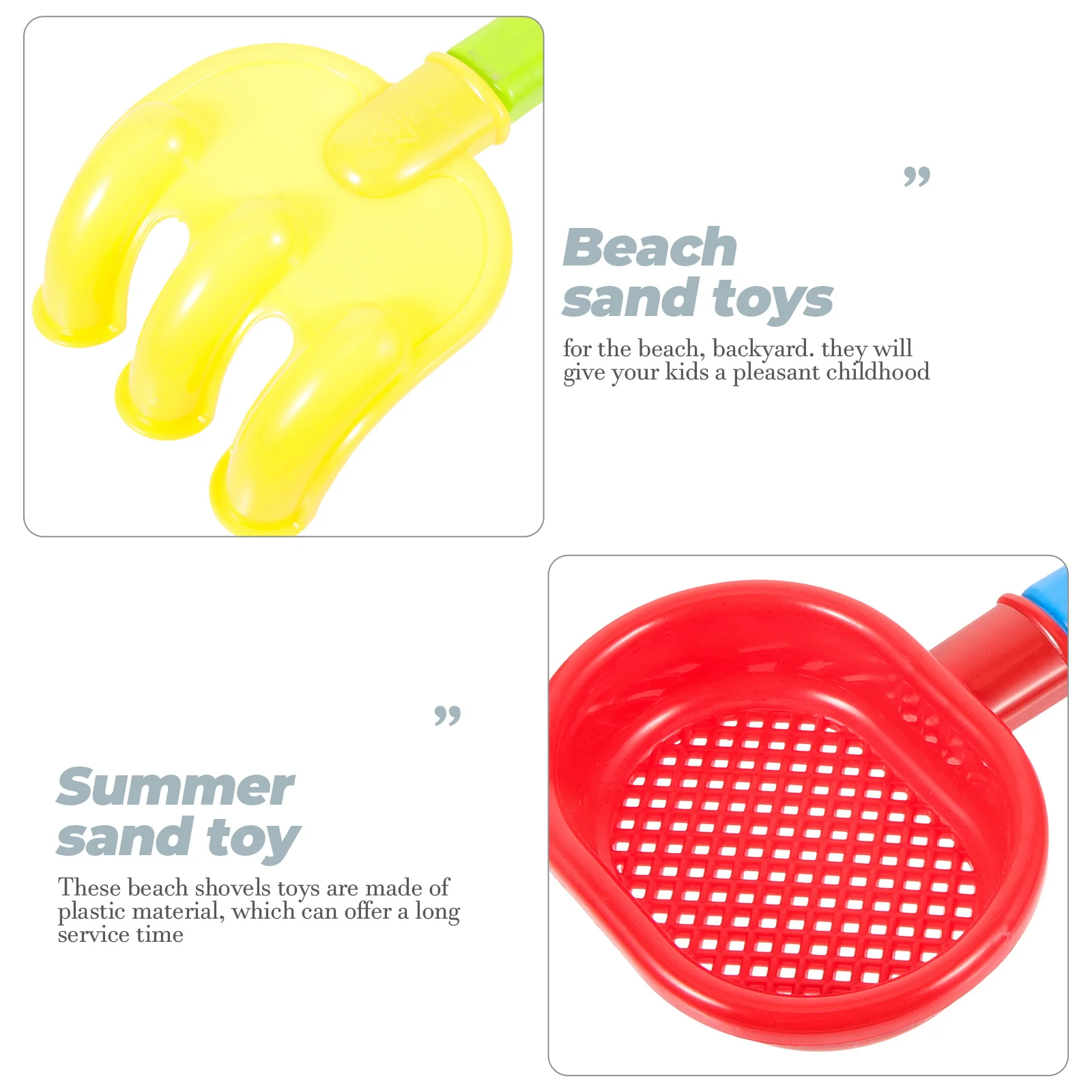 Jouets de sable pour enfants, pelles de plage en plastique léger, jouets de creusement pour enfants, pelles amusantes portables colorées pour l'extérieur, 4 pièces