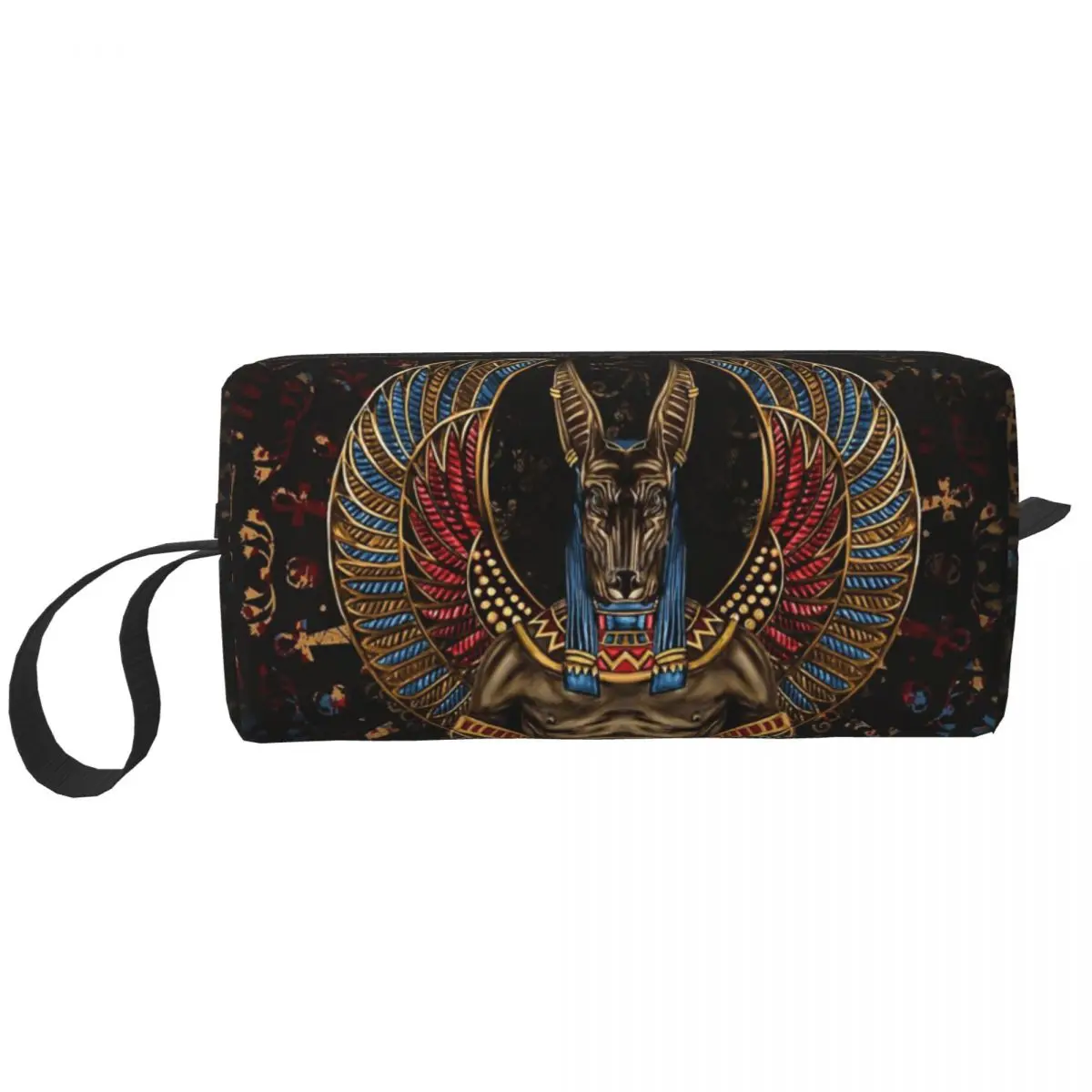 Anubis Egyptian Makeup Bag Travel Cosmetic Bag Men Women Ancient Egypt Toiletry Bag Storage Pouch Bag