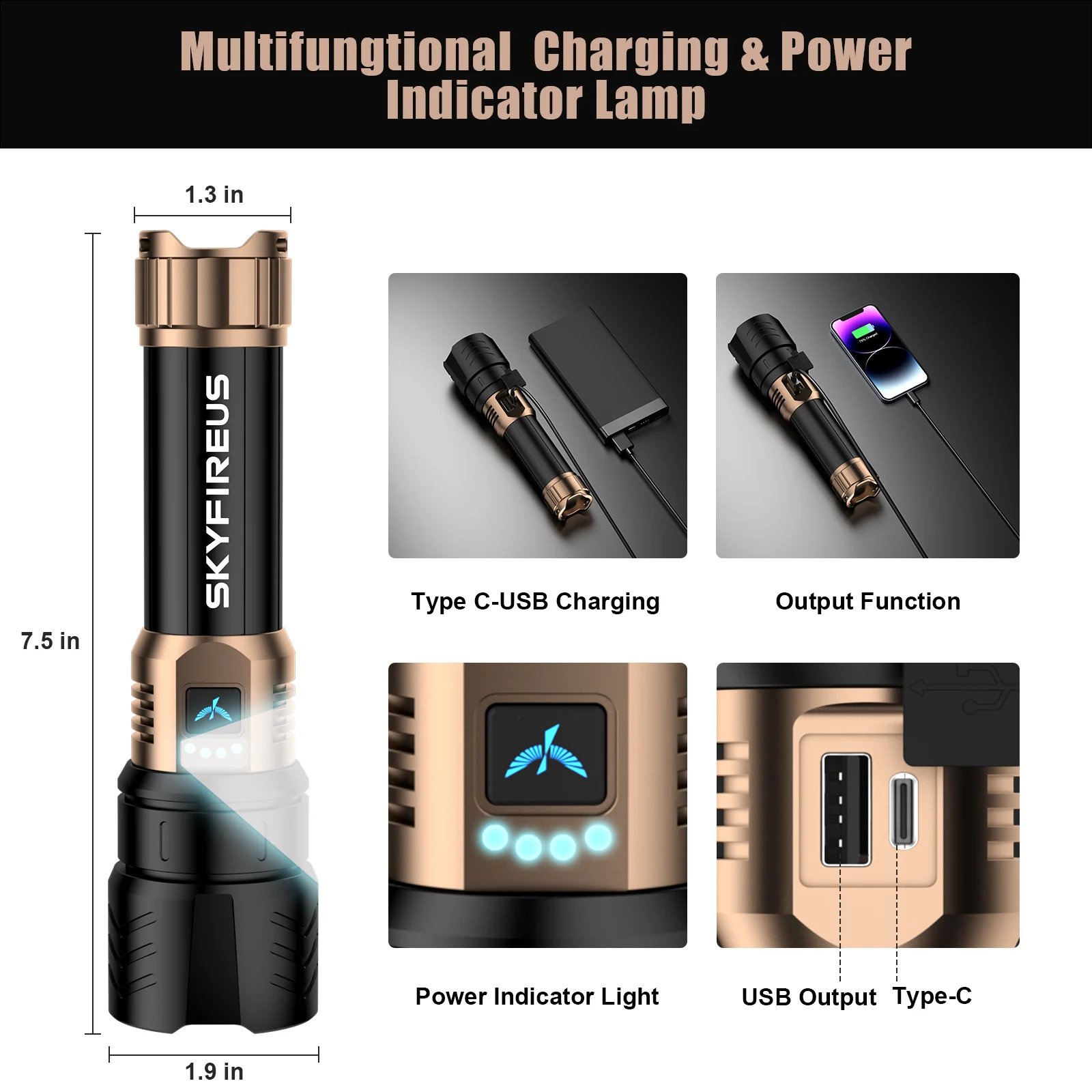 Rechargeable Zoomable LED Flashlight 3